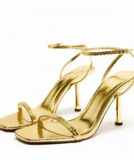 Shine Gold High-Heeles Sandals For Women